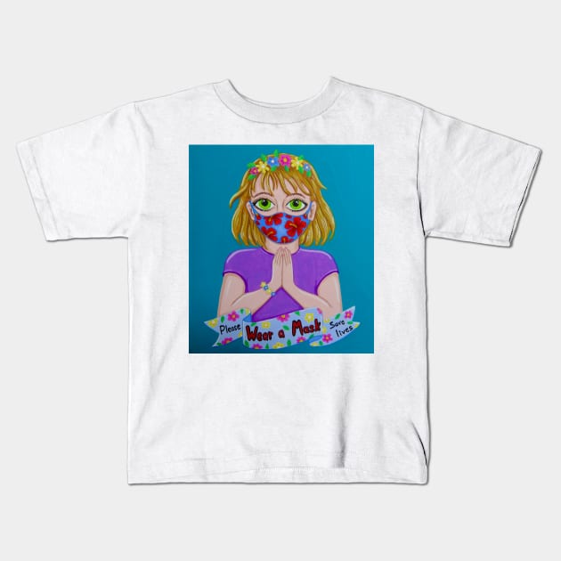 Save lives, wear a mask Kids T-Shirt by SoozieWray